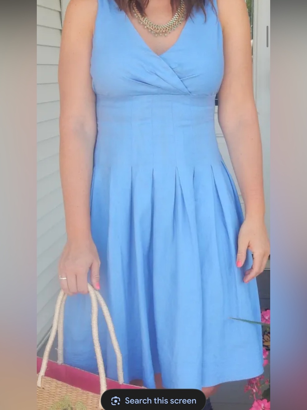 Ralph Lauren Linen Blue V-Neck Sleeveless Fit-and-Flare Dress Size 2